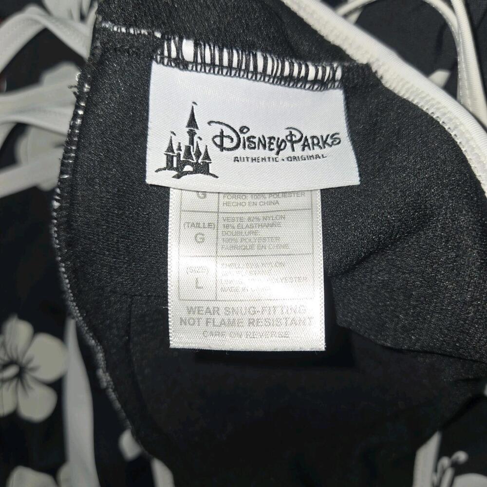 Disney Parks Minnie Mouse Flowers One Piece Black Floral Swimsuit Women's sz L - Picture 7 of 10